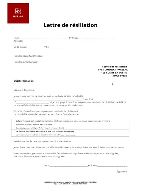 Fillable Online Lettre Resiliation Free Mobile Word Tawatah Blogspot