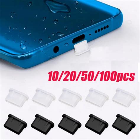 Bouchons Anti Poussi Re En Silicone De Type C Pour T L Phone Port De