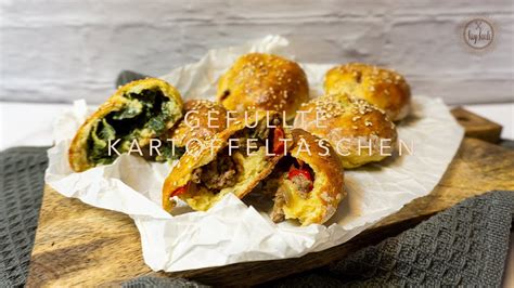 Gefüllte Kartoffeltaschen mit Frischkäse Spinat und Paprika