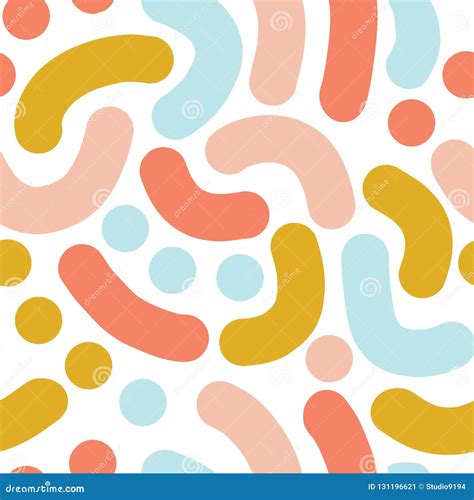 Curved Shapes Abstract Seamless Pattern Background Stock Vector