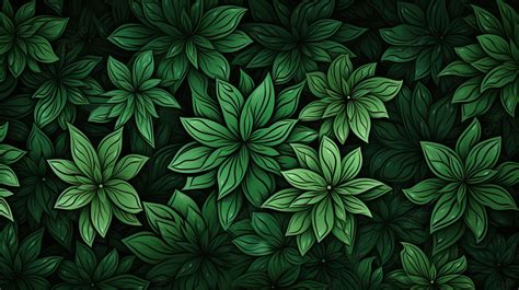 Vector Illustration Of A Textured Flora Background Featuring A Green ...