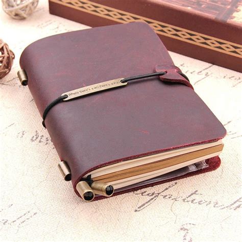 Handmade Traveler S Notebook Leather Travel Journal Notebook Red Wine