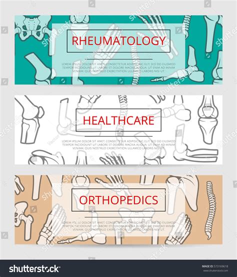 Healthcare Orthopedics Rheumatology Banner Template Bones Stock Vector