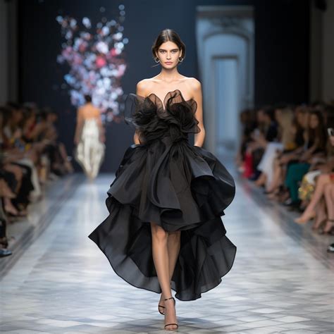 Premium Photo | A beautiful model on a catwalk in a black haute dress