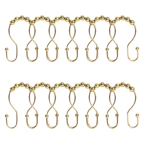 Phonesoap 12pcs Shower Curtain Hooks Shower Curtain Rings Stainless Steel Rust Resistan Gold