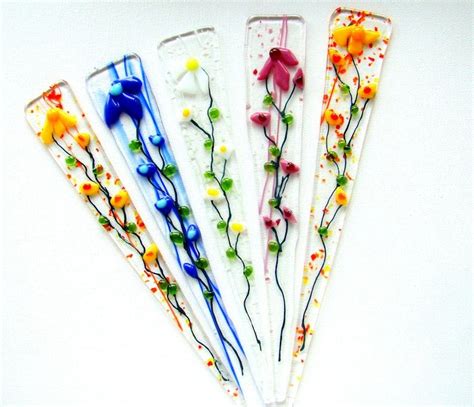 Fused Glass Plant Stake Indoor Or Outdoor Plant Stake Colorful Glass Plant Stake Choice Of