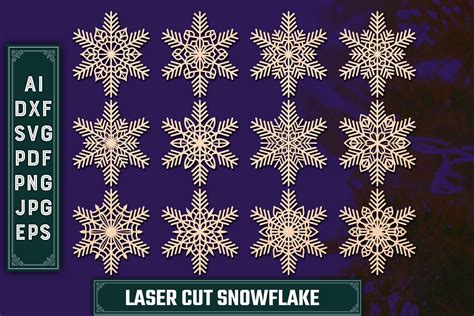 Snowflakes Laser Cut Svg Bundle 05 Graphic By Laijuakter · Creative Fabrica