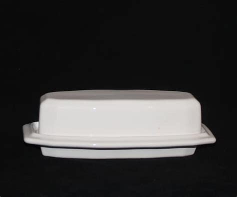 covered butter dish white ceramic stoneware butterdish