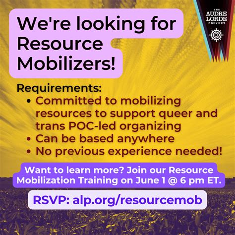 Resource Mobilization Training The Audre Lorde Project