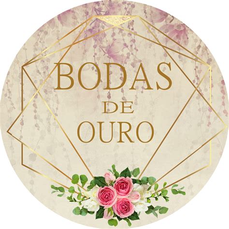 Painel Sublimado Redondo Tema Bodas De Ouro X Elo