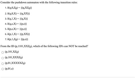 Solved Consider The Pushdown Automaton With The Following Chegg