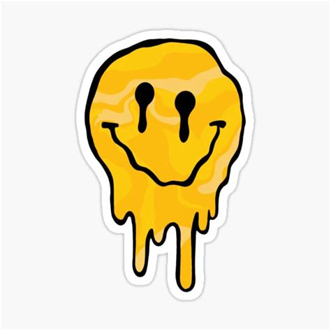 Yellow Tie Dye Drippy Smiley Sticker For Sale By Lizzye2 Redbubble