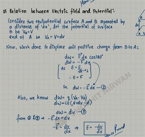 Relation Between Electric Field And Potential Consider Two Equipotent