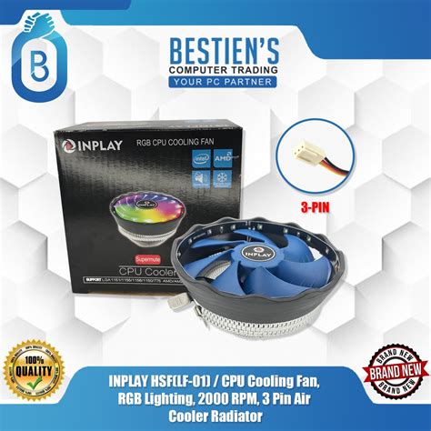 Inplay Hsflf 01 Cpu Cooling Fan Rgb Lighting 2000 Rpm 3 Pin Air Cooler Radiator Shopee