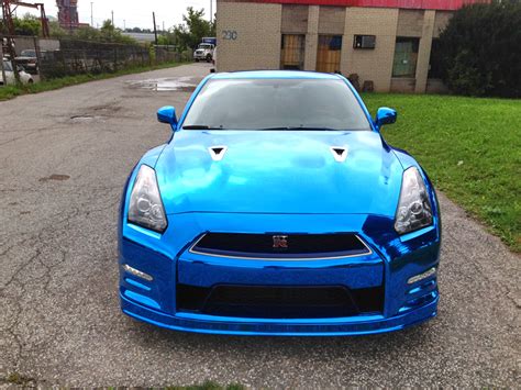 Nissan GT-R Wrapped in Blue Chrome