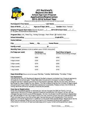 Fillable Online Jccrockland Registration Form Jcc Rockland