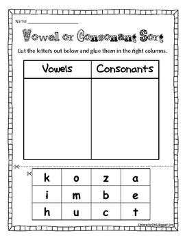 Consonant Vowel Worksheets Kindergarten