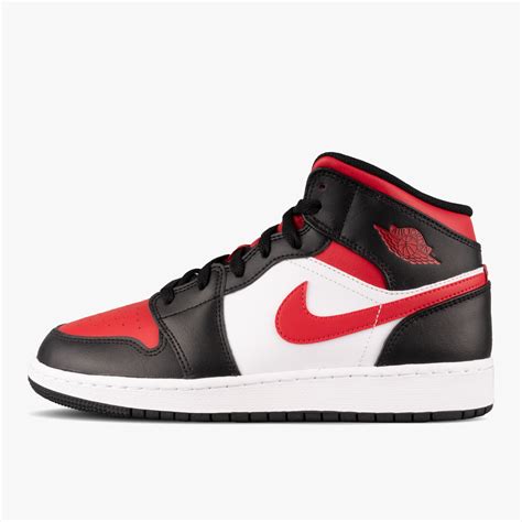 Air Jordan 1 Mid Gs Fire Red Uk 6eu 39 Red And Black Shoes