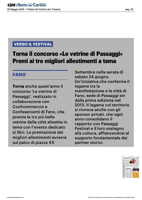 Il Resto Del Carlino Torna Il Concorso Le Vetrine Di Passaggi Premi