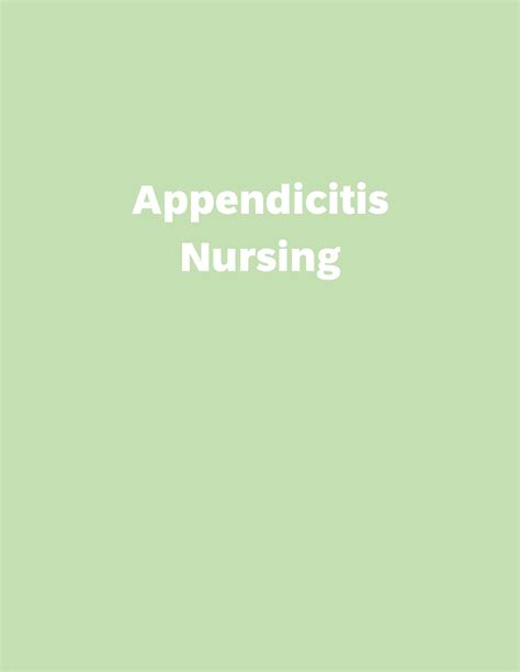 SOLUTION Appendicitis Nursing Studypool