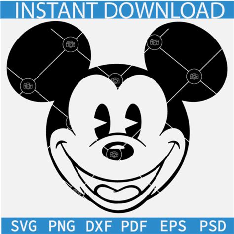 Classic Mickey Mouse Face Sketch SVG, Classic Mickey Mouse Face Digital ...