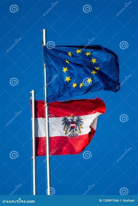 Vlag Van Oostenrijk En De Europese Unie Voor Het De EU De Raad