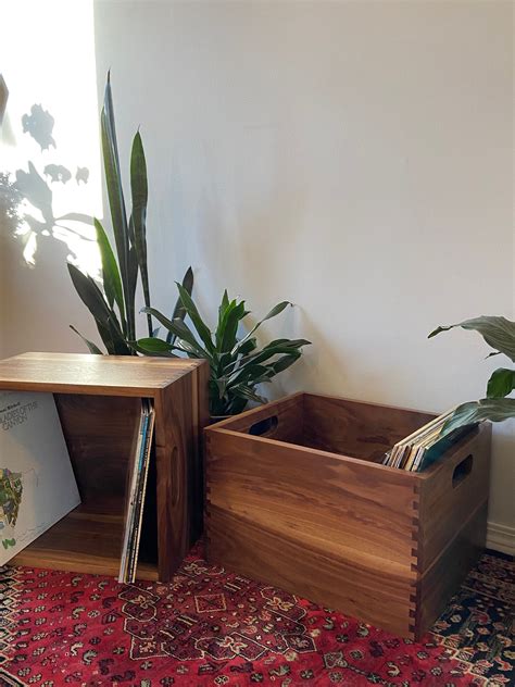 Dovetailed Vinyl Record Crates Made in Walnut - Etsy