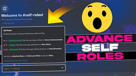 How To Make Advance Self Roles Menu Using Discortics Bot Youtube