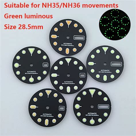 Piezas De MOD De Reloj Luminoso Verde Para Submariner NH35 NH36