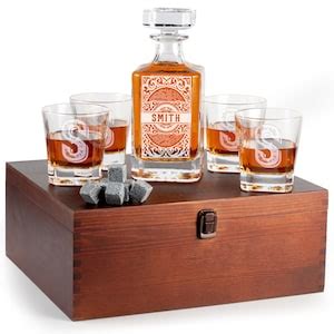 Engraved Bourbon Decanter Set With Bourbon Glasses, Whiskey Decanter ...