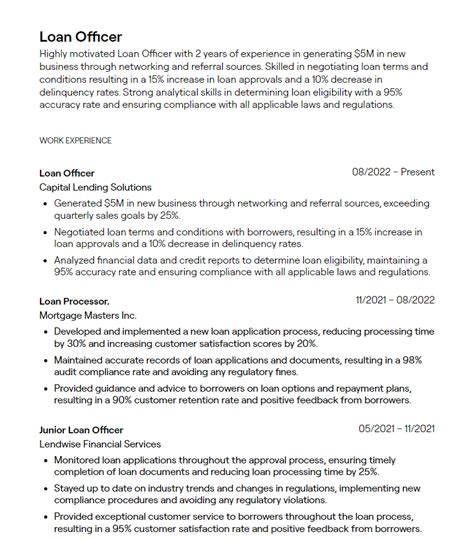 Loan Officer Resume Examples With Guidance