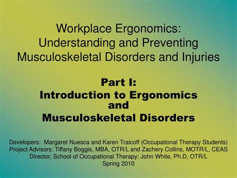 Ppt Workplace Ergonomics Understanding And Preventing