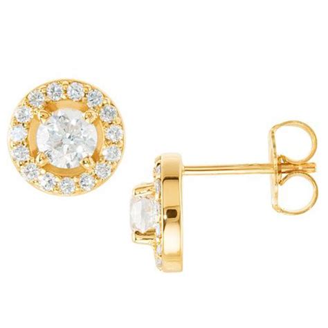 K Yellow Gold Ct Tw Diamond Halo Style Earrings Jj Y