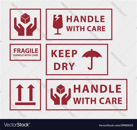 Handle with care icons Royalty Free Vector Image