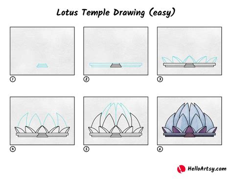 Lotus Temple Drawing (easy) - HelloArtsy