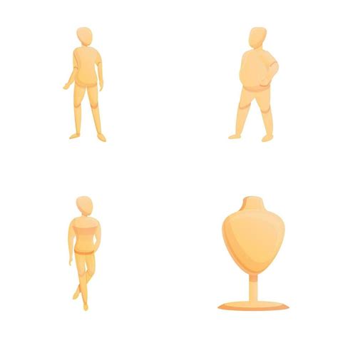 Various Mannequin Icons Set Cartoon Vector Atelier Mannequin