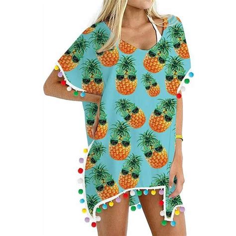 Robe De Plage Femmes Garniture Caftan En Mousseline Soie Glands Maillots Bain Ample Bikini