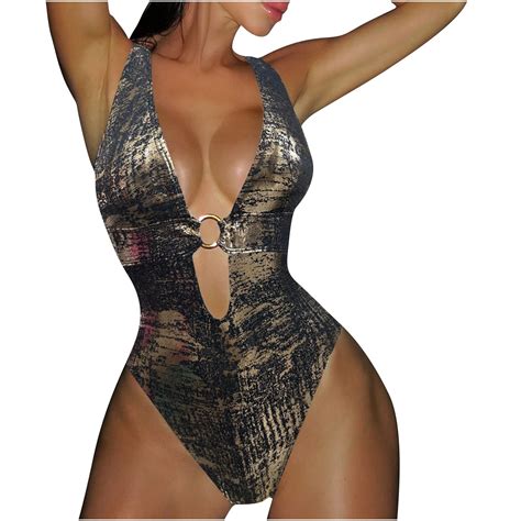 Summer Swimsuits for Women 2026,Women's Metallic One Piece Swimsuit