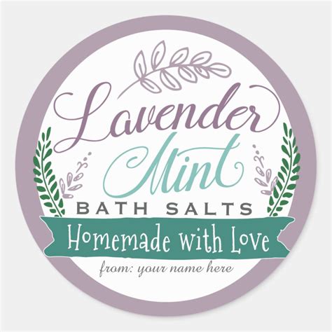 Lavender Mint Bath Salt Labels For Homemade T Zazzle