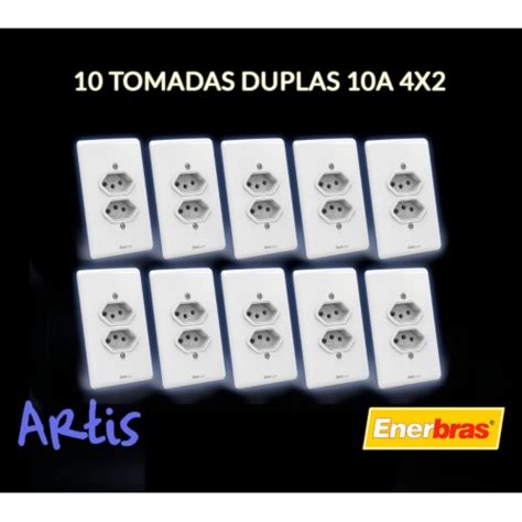 Kit 10 Tomadas Dupla 10a 4x2 Enerbras Artis Branco Kit10ea Shopee