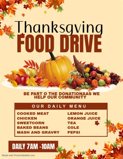 Thanksgiving Food Drive Template Postermywall