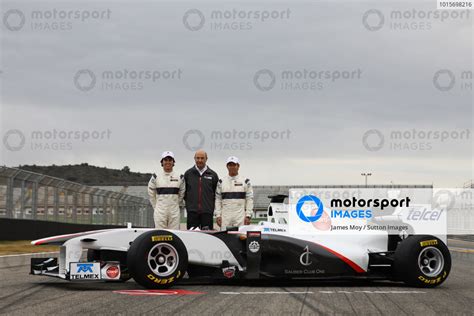 L To R Sergio Perez Mex Sauber Peter Sauber Sui Sauber F Team