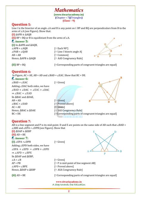 Ncert Solutions For Class Maths Chapter Triangles Exercise