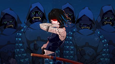 Anime Girl Ninja Squad Oni Mask 4K 7690g Wallpaper PC Desktop