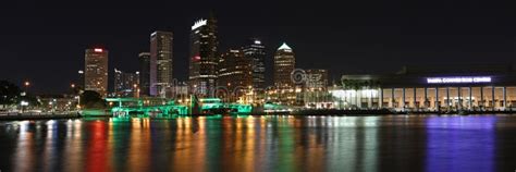 Tampa bay skyline at night editorial image. Image of skyline - 89132255