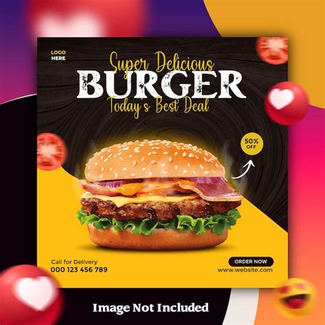 Premium Psd Psd Delicious Burger And Food Menu Social Media Banner Template