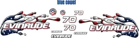 Evinrude 70HP Triple Carb Outboard USA American Flag Splash Decal Set