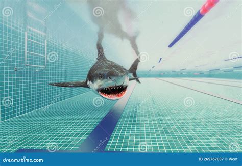 Shark In The Swimming Pool Underwater Stock Illustration Illustration