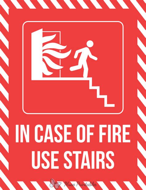 Printable In Case Of Fire Use Stairs Sign