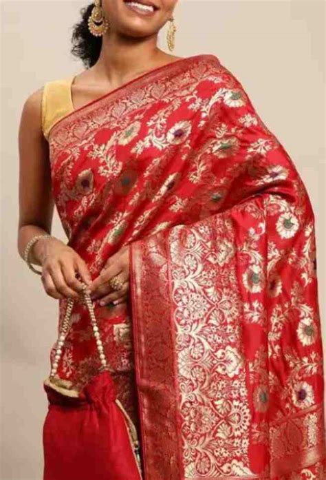 Buy Bridal Red Banarasi Silk Saree Online